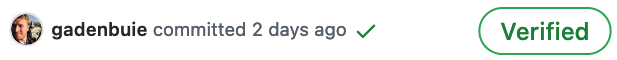 A verified commit on GitHub with the green Verified badge.