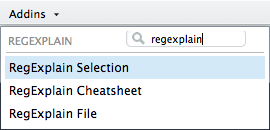 regexplain in the Rstudio Addins dropdown